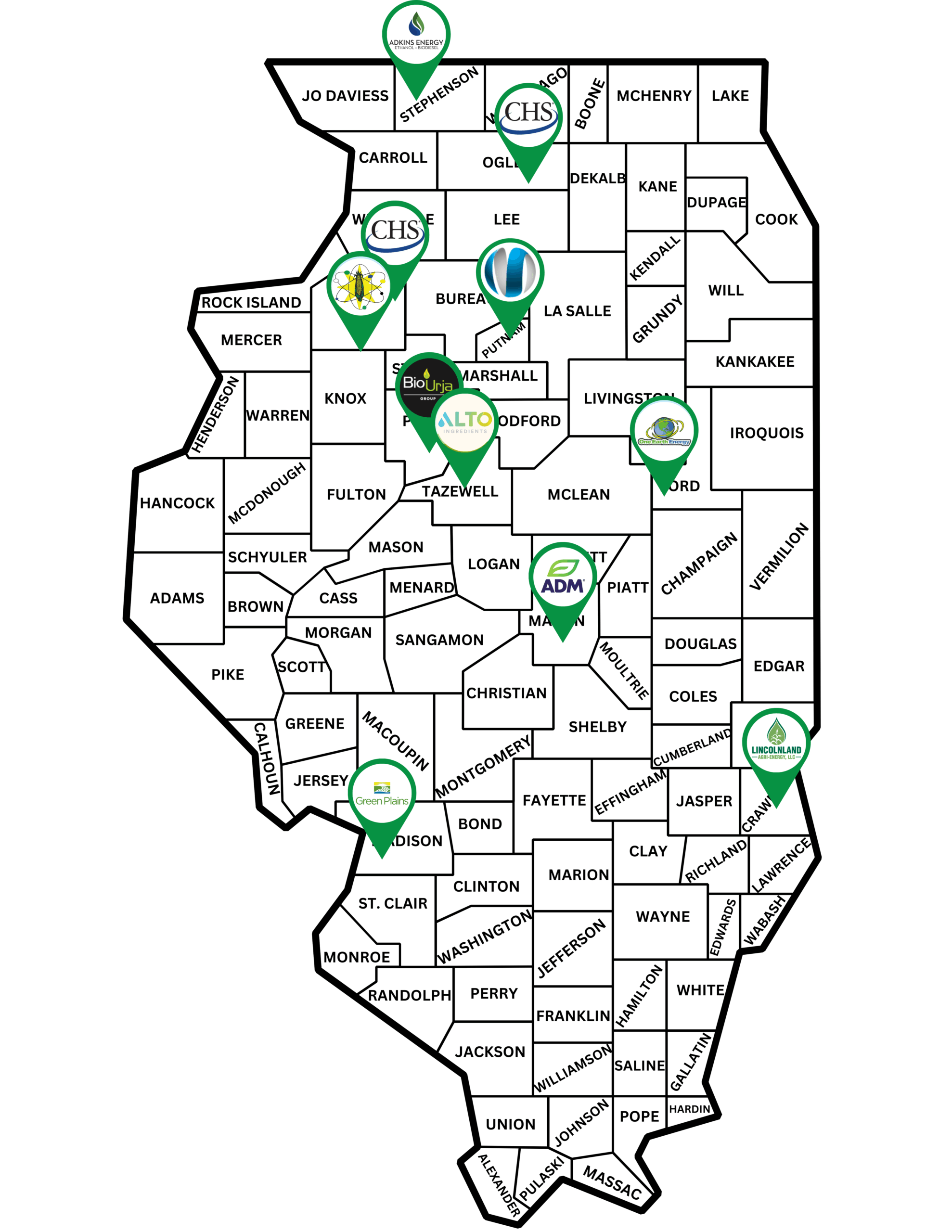 Illinois Ethanol Plant Locations